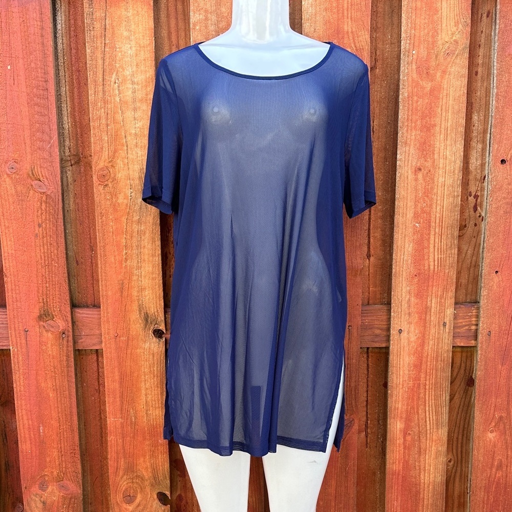 Lienridy Sheer Navy Blue Cover-Up M